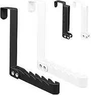 Over The Door Hook，Door Hooks Foldable Over Door Hanger for Hanging Clothes，Door Hanger with 5 Groves, Over Door Hook for Coats, Pants, Bags, Hats, Scarves (2 PCS)