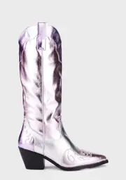 [AZALEA WANG] Hendrix Cowboy Boots - Pink/Silver
