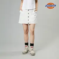 在飛比找momo購物網優惠-【Dickies】女款白色純棉品牌金屬釦簡約丹寧短裙｜DK0