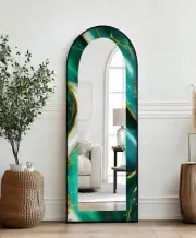 Emerald Aurora Veins – Marble Floor Mirror