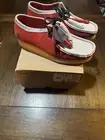 NEW CLARKS ORIGINAL WALLABEE VCY LOW LIMITED EDITION VARSITY RED OFF WHITE SHOES
