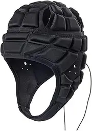Kids Adjustable Rugby Helmet Soft Padded Football Headgear with Chin Strap Soccer Youth Head Protector Cap Flag Football Hockey Headguard Cap Protective Headgear