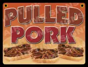 PULLED PORK Concession Sign - Trailer, Restaurant, BBQ 12" x 17" PVC