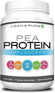 Lean & Pure Pea Protein Powder, Vegan, Low Carb, 25g of protein, Non GMO, Gluten Free, 27 servings, 843g