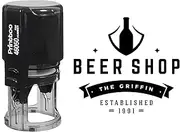 Printtoo Round Custom Text Beer Bar Rubber Stamp Self Inking Beer Bottle Clipart Personalized Stamper