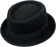 [NociHah] Mens Wool Felt Pork Pie Hat - Wide Brim Fedora Hat Boater Flat Cap Hat for Women