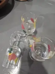 Set of 4 Vintage Ayako &Koshino Cordial Glasses. Hand Painted.