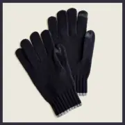 NWT - J. Crew Men's Tipped Lambswool Gloves Touchscreen Tips Dark Navy FREE SHIP
