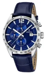 Festina Timeless Chronograph Tachymeter Blue Dial Quartz F16760-3 Mens Watch