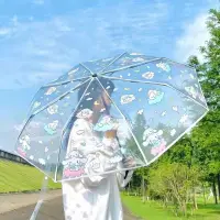 在飛比找蝦皮購物優惠-卡通折疊透明雨傘｜透明雨傘｜雨傘套｜雨衣｜反向自動傘｜雨傘布