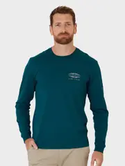 Mens Long Sleeve Printed T-Shirt XXXL DARK SEA GLOBE (MAP)