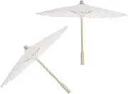 Toddmomy Paper Parasol 2pcs Chinese Oiled Decorative Umbrellas for Wedding Decoration Fringe Trim Decor Child White Bulk Small Paper Wooden