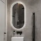 Sleek Oval LED Mirror Frosted 130x70cm Wall Frameless Sensor Defogger Dimmable