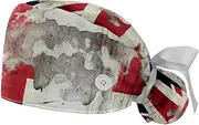 [YTYVAGT] 2-Pc,Gourd-Shaped Working Cap,Fisherman Hat with Buttons and Cotton Sweatband,British Flag Retro Graffiti