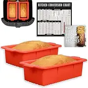 Air Fryer Silicone Loaf Pans for Baking, Non-Stick Bread Cake Pan, 9 inch Airfryer Bakeware Sets, Meatloaf Brownie Corn, Fits Instant Pot, Ninja Foodi, Cosori, Chefman, Power XL, Dash, BPA Free