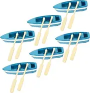 6PCS Lifelike Boat Model Resin Craft for Micro-Landscape Realistic Simulation Boat Decor for Home Garden Decor