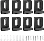 8pcs Metal Mirror Clips for Wall Mounting with Screws, Heavy Duty Mirror Holder Clips Hooks Hanging Hardware Tile Hanger Bracket Frameless Mirror Retainer Clips for Billboard(Black)