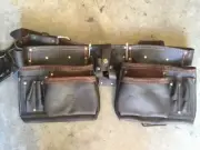 Toolbelt real leather double belt workmans nailbag leather + FREE screwdriver