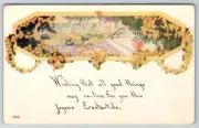 c1910s Joyous Eastertide Decor Rabbit Antique Postcard