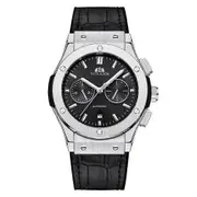 HB03 Men's Automatic Watch Genuine Leather Rubber Strap Waterproof Watch With Calendar Week White Black
