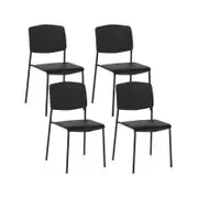 Costway Modern Plastic Dining Chair Set of 4 Stackable Chair Armless Stool Black