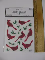 Hobby Lobby Christmas CARDINALS GLITTER Stickers 34 Pieces NIP