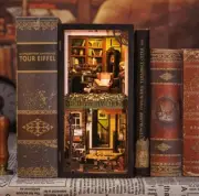 Rose Detective Agency DIY Wooden Book Nook Bookshelf Insert Miniature Dollhouse