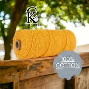 4MM 3ply macrame cord SAFFRON 100m Australia, High Quality Cotton Soft Melbourne