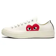 [150207C] Comme des Garcons Play Converse Chuck 70 Off White Sneakers *NEW*