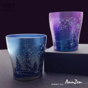 【AnnZen】《日本製 Horie》鈦愛生活系列-日本製純鈦抗菌雙層杯 雪花雙杯組 250ml