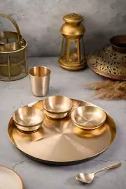 Kansa Dinner Set Crockery Set 6 Pc - Luxury Dinner Set