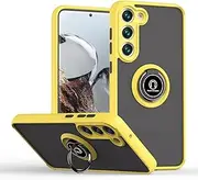 [BAOJAY] for Samsung Galaxy A13 4G Ring Holder Case.360 Degree with Rotation Metal Finger Ring Holder.Matte Back.Silicone Shockproof..-Yellow