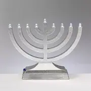 6" Battery Operated Light it Anywhere Silver Tone Go Menorah