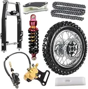 YC Yier 12" Rear Wheel 80/100-12 Tire Tube Rim Disc Brake Assembly + Swing Arm +420 Chain Sprocket + Rear Shock for Dirt Pit Bike CRF70 Apollo SSR Taotao Coolster 110cc 125cc XR CRF 50