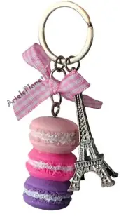 Disney Parks Epcot France Paris Macaroons & Eiffel Tower Metal Keychain Charm
