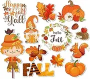 Whaline 13Pcs Fall Refrigerator Magnets Happy Fall Y'all Decorative Magnetic Stickers Pumpkin Maple Leaf Scarecrow Garage Magnets for Autumn Thanksgiving Metal Door Car Mailbox Locker Cabinets Decor