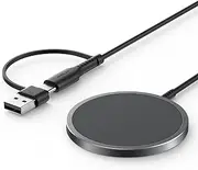 [JSAUX] Magnetic Wireless Charger Compatible with MagSafe Charger, 15W Fast Charging Wireless Phone Charger Pad, 7.5W Max for iPhone 16 Pro/Max 15/14/13/12 Pro/Max/Plus/Mini (Charging head not included)