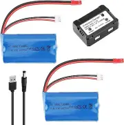 2x 7.4V 1500mAh Li-ion Battery JST Plug for MJX T10 FT007 RC Car Boat Helicopter