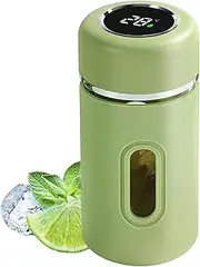 Glass Water Cup, Drinking Water Bottles, Portable Tea Tumbler, Real-Time Temperature Display, Ideal for Camping, Picnic, Home, Gym, Daily Use, Work, 2.56x2.56x5.31 Inches