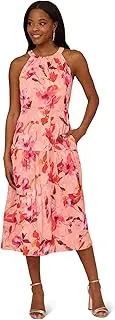 [Adrianna Papell] Women's Shirred Tiered Halter Dress