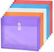 Swpeet 10Pcs 12.8X 9.8 Inches Plastic Legal Size Envelopes with Button and String Tie Closure Assorted Color, Plastic File Folders Project Paper Documents Organizer Ideal for Office School Home
