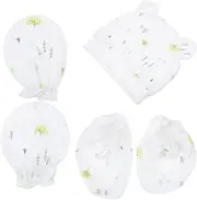 [Minkissy] 1 Set Adorable Hat with Scratch Gloves and Foot Covers Premium Cotton Hand Covers for Newborns Protects From Wind and Scratches Lightweight and Durable Tree Design