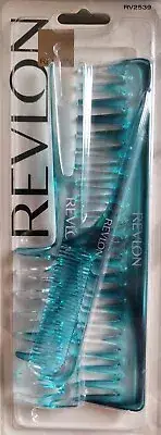 Vintage Revlon 3 Piece Comb Set 2003 Teal Blue Turquoise RV2539 Double Tail