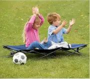 Kids Toddlers on the go Folding Portable Travel Bed with Sleep Bag Blue
