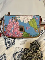 Dooney & Bourke Hydrangea Monogram Lexi Crossbody Shoulder Bag Blue Floral NWTS