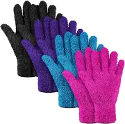 4 Pairs Microfiber Dusting Gloves Washable Reusable Cleaning Gloves