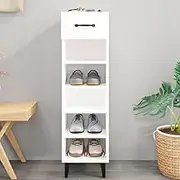 Shoe Cabinet High Gloss White, Engineered Wood, Slim Entryway Shoe Storage with Doors, Space-Saving Shoe Organizer Cabinet for Apartments, Short Shoe Cabinet with Drawer and Metal Legs