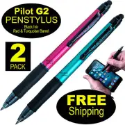 Pilot G2 Penstylus 34310, 2 Pack, Red & Turquoise Barrels, Black Gel Ink, 0.7mm