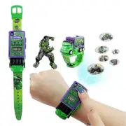 Kids Digital Wrist Watch 6 Images Detachable Pull-back Truck Cartoon Superhero Projector Projection Toy Watch Children Gift Hulk