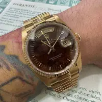 在飛比找Yahoo!奇摩拍賣優惠-Rolex 18038 有保單 深色 木紋面 老面 1823